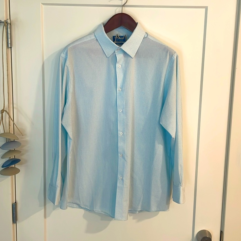 Haggar Classic Fit Dress Shirt - White/Blue - 17-17.5 32/33